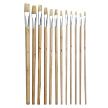 12 Pcs Wooden Rod Brush Set Art Flat Brushes Student Color Painting Water Powder Oil Art Supplies
