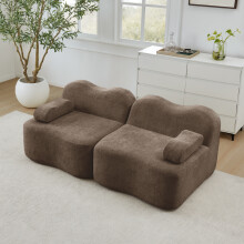 2-Sitzer Modulares Boneless Sofa, Wellenform, tiefe Sitzkissen, bewegliches Armlehnenkissen, für Wohnzimmer & Apartment, kein Aufbau er