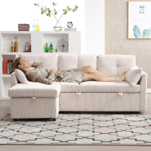 Multi-functional sofa bed with storage and pull-out bed, chaise longue interchangeable sofa bed, sectional sofa with storage seats, mod