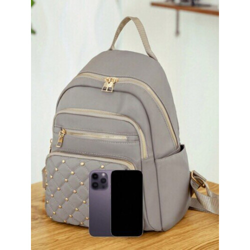 Klassischer Damenrucksack, Grau, Polyurethan/Polyester/Nylon