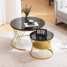 WF319028AAB)Moderne Nesting Couchtisch, Hochglanz Couchtisch Satz ,Marmor Furnier Sofa Seite Nest von Tischen Runde Endtische, Satz von