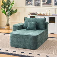 Chaiselongue ohne Montage – Bequemes & weiches Sofa inkl. Kissen,mit Seitentaschen, Grün