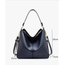 Damen-Schultertasche blau (Kunstleder) – groß, mit verstellbaren Riemen