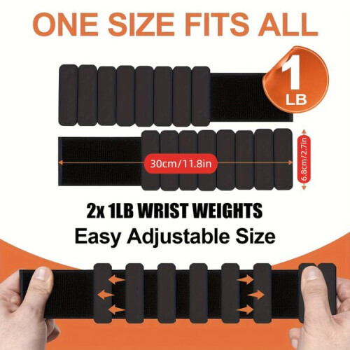 2pcs Wrist and Ankle Weight Set, Adjustable, Black