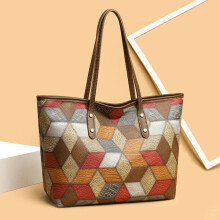 Designer-Handtasche mit Vintage-Muster, hochwertiges Material, Schultertasche