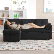 Multi-functional sofa bed with storage and pull-out bed, chaise longue interchangeable sofa bed, sectional sofa with storage seats, mod