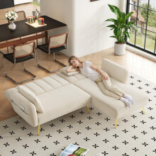 Modernes Klappsofa, L-förmiges Sofa, Schlafsofa mit Zusatzecke, Ecksofa mit Schlaffunktion, geeignet für Wohnzimmer, Schlafzimmer, Heim