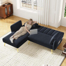 Modernes Klappsofa, L-förmiges Sofa, Schlafsofa mit Zusatzecke, Ecksofa mit Schlaffunktion, geeignet für Wohnzimmer, Schlafzimmer, Heim