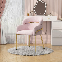 Esszimmerstuhl, einzeln, leichter Luxus, Wohnzimmer, Schlafzimmer, Freizeitstuhl, mit vier Metallbeinen, Samt, Rosa