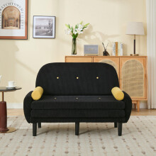 Schwarzer Cord-Loveseat-Sofa für das Wohnzimmer, als Daybed und Relaxsessel mit Stauraum.