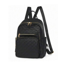 Damenrucksack aus schwarzem Kunstleder – Klassisch, bequem für die Stadt, Pr