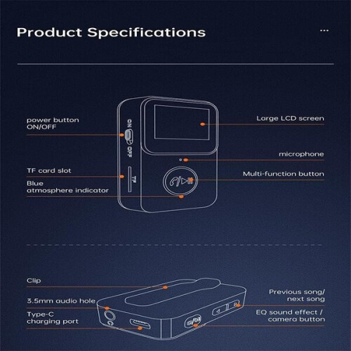 Reprodutor de MP3 com Bluetooth 5.0