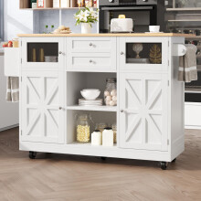 Kücheninsel, Esszimmerwagen mit Arbeitsplatte, Buffetschrank, Esszimmerwagen mit Holzmaserung, seitlicher Handtuchhalter, dreidimension