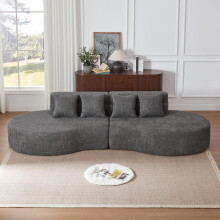 310CM Modulares Schaumsofa, 2-Teilig Kombinierbares Sofa ohne Rahmen, 100% Hochdichter Memory-Schaum, Abnehmbarer Waschbarer Teddyfleec
