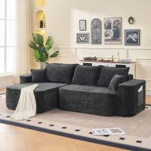 L-Form Ecksofa »Wolken-Sofa«, 264cm (104") mit Chaiselongue, XXL-Tiefsitz, ohne Montage, modernes modulares Sofa in Black Chenille für
