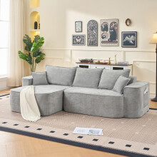 L-Form Ecksofa "Cloud Couch", 262cm mit Chaiselongue, XXL-Tiefsitz, ohne Montage, modulares Sofa in Grau Chenille für Wohnzimmer