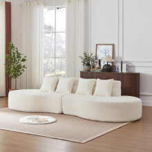 310CM Modulares Schaumsofa, 2-Teilig Kombinierbares Sofa ohne Rahmen, 100% Hochdichter Memory-Schaum, Abnehmbarer Waschbarer Teddyfleec