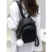 Klassischer Damenrucksack aus Kunstleder – schwarz, bequem für die Stadt