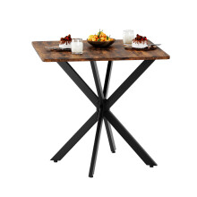 Industrie Beistelltisch Quadratisch, Modernes X-Gestell Design mit Holzoptik Platte, Stabile Metallbeine, für Wohnzimmer Schlafzimmer B