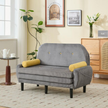 Grauer Cord-Loveseat-Sofa für das Wohnzimmer, als Daybed und Relaxsessel mit Stauraum.
