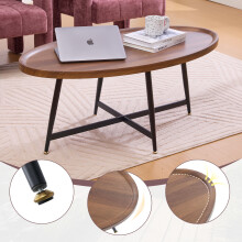 Moderner schlichter ovaler Couchtisch in Braun – Couchtisch aus Holz für das Wohnzimmer – Beistelltisch im nordischen Stil – Couchti