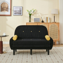 Schwarzer Cord-Loveseat-Sofa für das Wohnzimmer, als Daybed und Relaxsessel mit Stauraum.