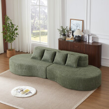 310CM Modulares Schaumsofa, 2-Teilig Kombinierbares Sofa ohne Rahmen, 100% Hochdichter Memory-Schaum, Abnehmbarer Waschbarer Teddyfleec