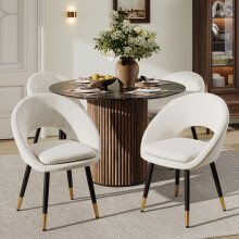 4 Esszimmerstühle, bequem und atmungsaktiv, geeignet für Esszimmer, Wohnzimmer, Cafés usw., moderner Stil, Samtstoff, Beige