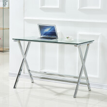 Glass Computer Desk, Transparent Tempered Glass Laptop Table with Rounded Edges Desks, Sofa Table