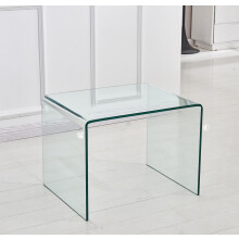 Tempered Clear Bent Glass SideTable, Transparent End Table, Sofa table