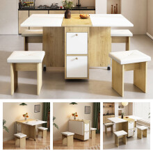Esstisch-Set, (mit Esstisch, 4 Stühlen), klappbarer Esstisch,120*80*75cm, ausziehbarer Esstisch, multifunktionaler ausziehbarer Esstisc