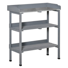 Pflanztisch Gärtnertisch Blumentisch mit Metall-Arbeitsfläche und Holz 76x37x89cm ideal für Garten & Balkon