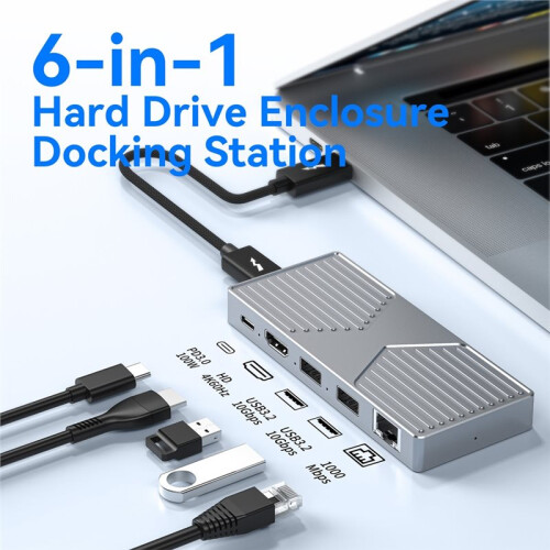 HUB di Espansione per Hard Disk M.2 10 Gbps Esterno Compatibile con , Multi-Protocollo, 4K60Hz - PD100W 2