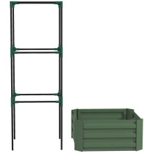 Hochbeet mit Rankhilfe, Blumenkasten & Gemüsebeet, Pflanzkasten aus verzinktem Stahl, ideal für Garten & Balkon, grün