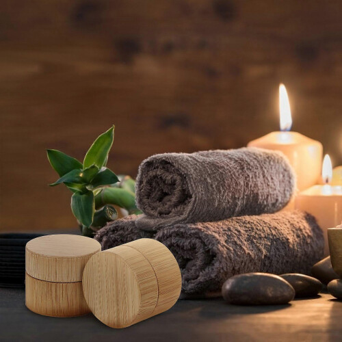 Multipurpose Bamboo Cream Bottle for Storage Use 2Pcs Refillable Containers 1