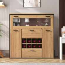 Sideboard, Eleganter Weinschrank mit Doppeltüren, Glasregal und Weinhalterung - Perfekte Aufbewahrung in einem stilvollen Sideboard