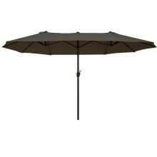 Doppelsonnenschirm Gartenschirm mit Handkurbel, Grau, Oval, 460 x 270 x 240 cm