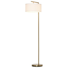 Stehlampe E27 Sockel Stehleuchte für Wohnzimmer Schlafzimmer Büro, Metall Stahl Leinen Gold Weiß 47x37x153 cm