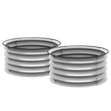 Hochbeet aus Metall 2er Set Blumenkasten Kräuterbeet Pflanzkasten mit offenem Boden Gemüsebeet für Garten Silber 60x60x30 cm