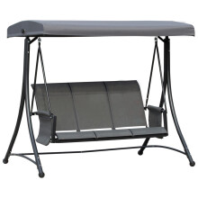 3-Sitzer Hollywoodschaukel, Gartenschaukel mit Sonnendach, Schaukelbank mit Ablage, Aluminium, Grau, 196 x 128 x 172 cm