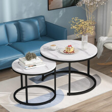 Runder Couchtisch 2er Set Satz Couchtisch Wohnzimmer Runder geschachtelter Beistelltisch 2 Runder Beistelltisch