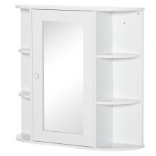 Spiegelschrank Badspiegel Wandmontage Hängeschrank mit 8 Fächern Mehrzweckschrank Weiß 66x17x63cm für Badezimmer