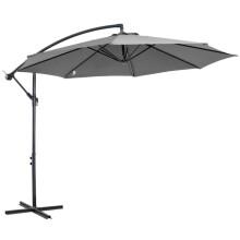 Sonnenschirm Kurbelschirm mit Stahlgestell und Polyestergewebe Grau Ø2,95x2,45m für Garten Terrasse Balkon