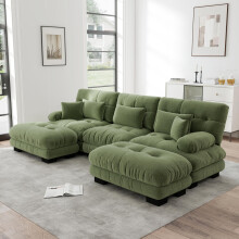 Luxuriöses Modulares Ecksofa - Übergroßes U-förmiges Cloud Couch für Wohnzimmer, Tiefensitz Verwandelbares Schlafsofa mit Ottoman, Chen