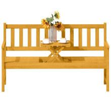 2-Sitzer Gartenbank Holz, wetterfest Sitzbank, Gartenmöbel mit Rücken- & Armlehnen, Klappbarer Tisch Parkbank 320kg belastbar, Balkonba