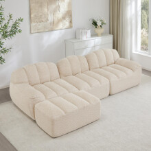 3-Sitzer L-förmiges Modulares Sofa mit 1 Ottoman, Boneless Sofa aus 32D Hochdichtschaum, tiefe Sitzfläche, ideal für Wohnzimmer, weiche