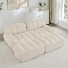 2-Sitzer Modulares Sofa mit 2 Ottomans, Boneless Sofa aus 32D Hochdichtschaum, für Wohnzimmer & Apartment, rutschfestes Design, weicher