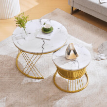 WF319028AAA)Moderne Nesting Couchtisch, Hochglanz Couchtisch Satz ,Marmor Furnier Sofa Seite Nest von Tischen Runde Endtische, Satz von