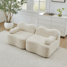 2-Sitzer Modulares Boneless Sofa, Wellenform, tiefe Sitzkissen, bewegliches Armlehnenkissen, für Wohnzimmer & Apartment, kein Aufbau er