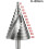 HSS step drill, 6-60 mm, spiral, conical flute, countersinking 2